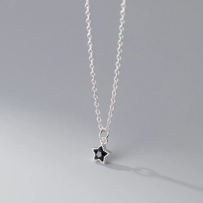925 Silver Zircon Star Choker Necklace Women Animal Minimalist Jewelry
