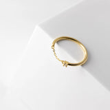 925 Silver Zircon Chain Star Ring for Women
