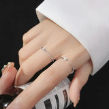925 Silver Zircon Chain Star Ring for Women