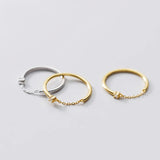 925 Silver Zircon Chain Star Ring for Women