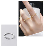 925 Silver Zircon Chain Star Ring for Women