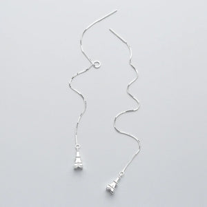 925 Silver Zircon Chain Tassel Drop Earrings Women Fine Jewelry