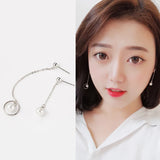 925 Silver Zircon Chain Tassel Drop Earrings Women Fine Jewelry