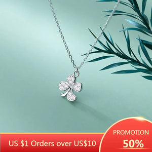925 Silver Zircon Clover Choker Necklace Party Jewelry