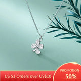 925 Silver Zircon Clover Choker Necklace Party Jewelry