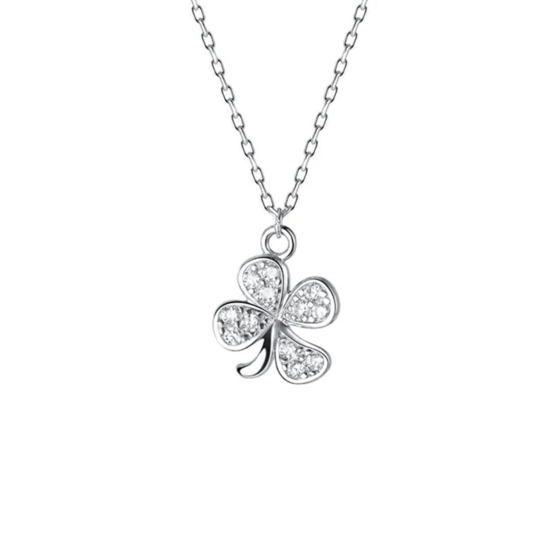 925 Silver Zircon Clover Choker Necklace Party Jewelry