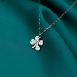 925 Silver Zircon Clover Choker Necklace Party Jewelry