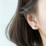 925 Silver Zircon Coconut Tree Stud Earrings Woman Jewelry