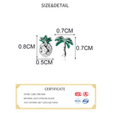 925 Silver Zircon Coconut Tree Stud Earrings Woman Jewelry