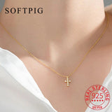 925 Silver Zircon Cross Pendant Choker Necklace PUNK Jewelry
