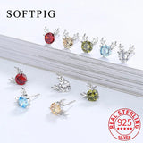 925 Silver Zircon Deer Charm Stud Earrings for Women