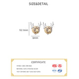 925 Silver Zircon Deer Charm Stud Earrings for Women