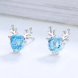 925 Silver Zircon Deer Charm Stud Earrings for Women