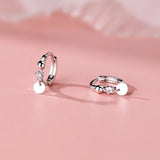 925 Silver Zircon Disc Hoop Earrings Women Fine Jewelry