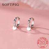 925 Silver Zircon Disc Hoop Earrings Women Fine Jewelry