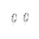 925 Silver Zircon Disc Hoop Earrings Women Fine Jewelry
