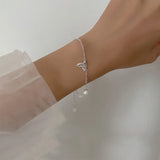 925 Sterling Silver Zircon Fish Tail Bracelet For Women