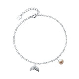 925 Sterling Silver Zircon Fish Tail Bracelet For Women