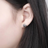 925 Sterling Silver Zircon Flower Stud Earrings Women Fine Jewelry