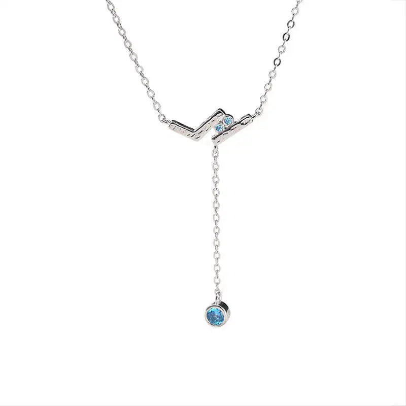 925 Silver Zircon Geometric Pendant Choker Necklace For Women