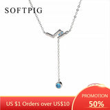 925 Silver Zircon Geometric Pendant Choker Necklace For Women