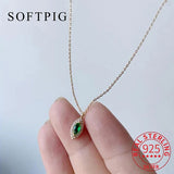925 Silver Zircon Green Choker Necklace for Women
