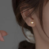 925 Silver Heart Zircon Stud Earrings 18k Charming Women's Jewelry