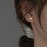 925 Silver Heart Zircon Stud Earrings 18k Charming Women's Jewelry