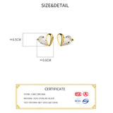 925 Silver Heart Zircon Stud Earrings 18k Charming Women's Jewelry