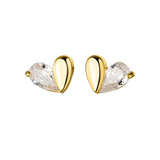 925 Silver Heart Zircon Stud Earrings 18k Charming Women's Jewelry