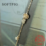 925 Silver Zircon Heart Rose Flower Charm Bracelet Women Jewelry