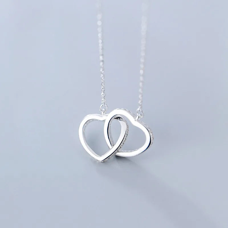 925 Silver Zircon Heart Pendant Necklace Women