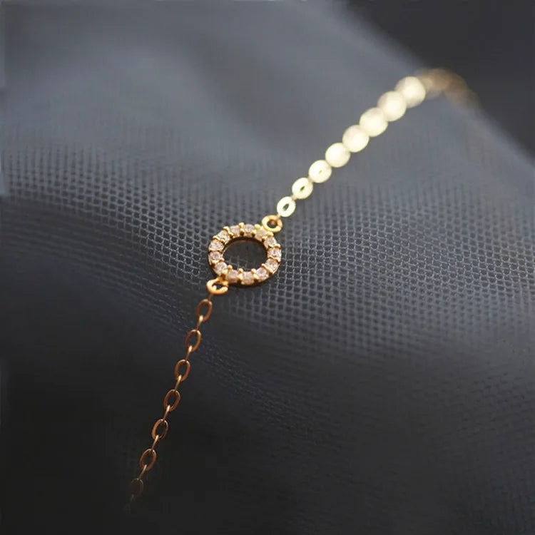 925 Silver Zircon Round Charm Bracelet 14K for Women