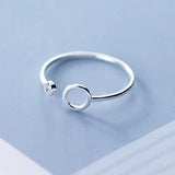 925 Sterling Silver Zircon Hollow Round Adjustable Ring