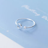 925 Sterling Silver Zircon Hollow Round Adjustable Ring