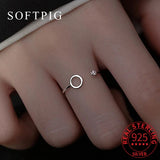 925 Sterling Silver Zircon Hollow Round Adjustable Ring