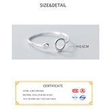 925 Sterling Silver Zircon Hollow Round Adjustable Ring