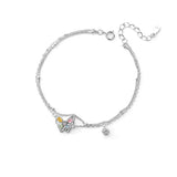 925 Silver Zircon Ice Butterfly Bracelet Women Fine Jewelry