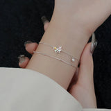 925 Silver Zircon Ice Butterfly Bracelet Women Fine Jewelry