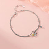 925 Silver Zircon Ice Butterfly Bracelet Women Fine Jewelry