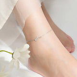 925 Sterling Silver Zircon Infinity Anklet Women Party Bohemian Fine Jewelry