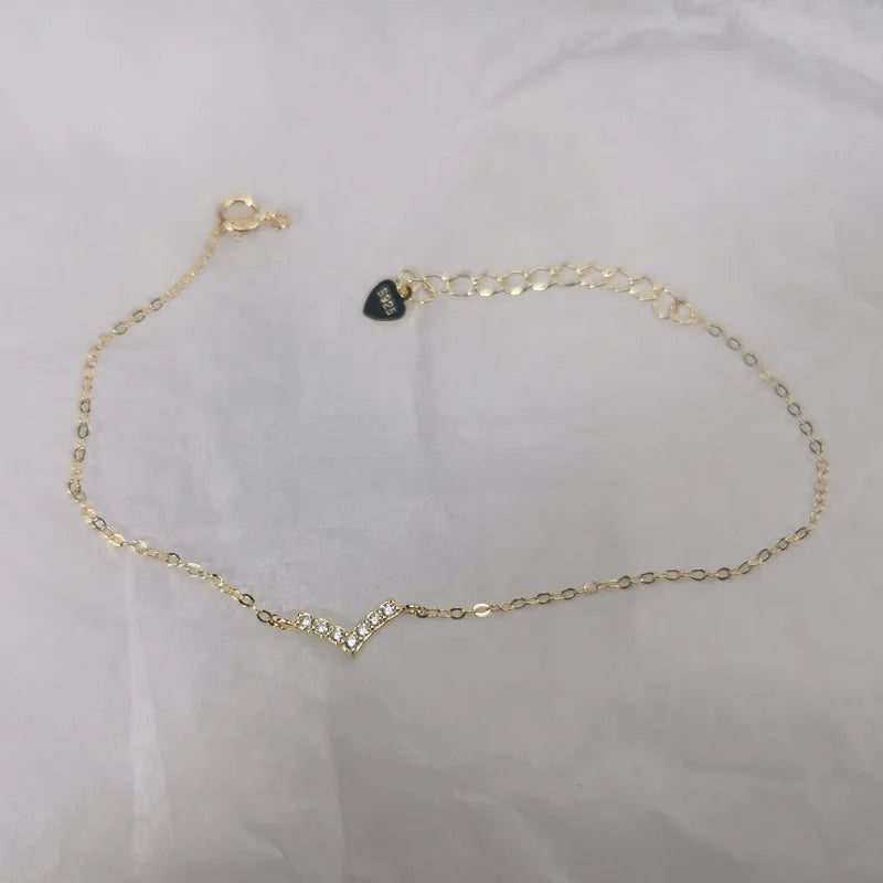 925 Silver V Charm Bracelet Wedding Jewelry