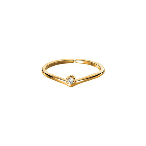 925 Silver Zircon Letter V Ring For Women 18K Jewelry