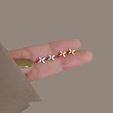 925 Silver Zircon Lucky Plant Stud Earrings