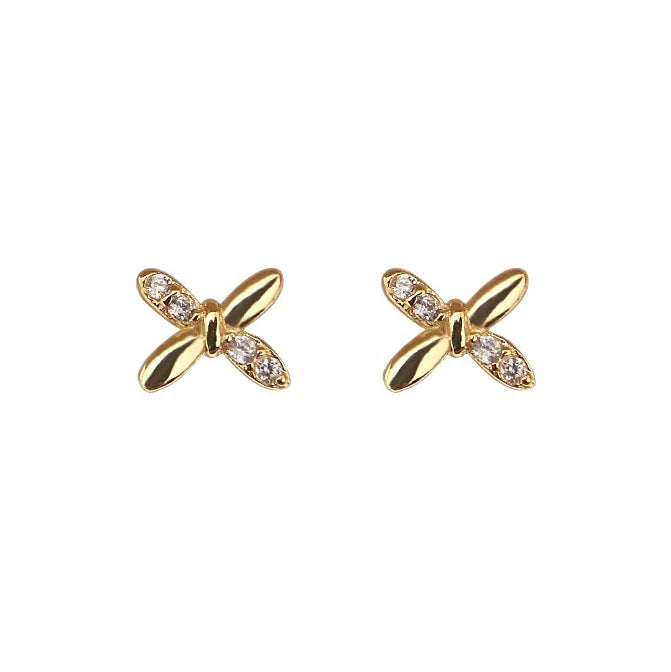 925 Silver Zircon Lucky Plant Stud Earrings