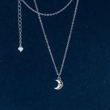 925 Silver Zircon Moon Pendant Choker Necklace Women Fine Jewelry