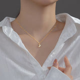 925 Silver Zircon Moon Pendant Choker Necklace Women Fine Jewelry