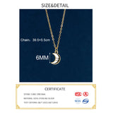 925 Silver Zircon Moon Pendant Choker Necklace Women Fine Jewelry
