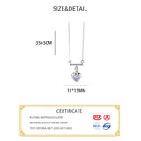 925 Silver Zircon Moonstone Heart Pendant Necklace For Women
