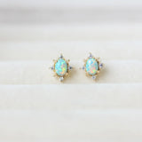 925 Silver Opal Star Stud Earrings Zircon 14K Minimalist Bijoux